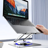 Dual Turbine Fan Cooling Metal Laptop Stand, Thick Dual Arms, Foldable, Height-Adjustable Riser—Silver