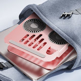Dual Turbine Fan Cooling Metal Laptop Stand, Thick Dual Arms, Foldable, Height-Adjustable Riser—Silver