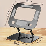 Thick Carbon Steel Laptop Stand, Large Hollow Cooling Dual-Bar Height-Adjustable Riser, Universal—Black
