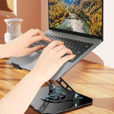 Thick Carbon Steel Laptop Stand, Large Hollow Cooling Dual-Bar Height-Adjustable Riser, Universal—White