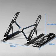 10-Gear Adjustable Aluminum Foldable Laptop Stand, Hollow Cooling Double Triangle Stable Riser—Black In Australia - Darrahopens