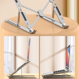 10-Gear Adjustable Aluminum Foldable Laptop Stand, Hollow Cooling Double Triangle Stable Riser—Black In Australia - Darrahopens