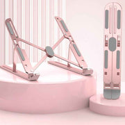 10-Gear Adjustable Aluminum Foldable Laptop Stand, Hollow Cooling Double Triangle Stable Riser—Pink In Australia - Darrahopens