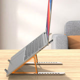 10-Gear Adjustable Aluminum Foldable Laptop Stand, Hollow Cooling Double Triangle Stable Riser—Pink