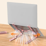 10-Gear Adjustable Aluminum Foldable Laptop Stand, Hollow Cooling Double Triangle Stable Riser—Pink