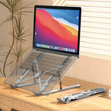 10-Gear Adjustable Aluminum Foldable Laptop Stand, Hollow Cooling Double Triangle Stable Riser—Pink