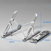 10-Gear Adjustable Aluminum Foldable Laptop Stand, Hollow Cooling Double Triangle Stable Riser—Silver In Australia - Darrahopens
