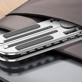 10-Gear Adjustable Aluminum Foldable Laptop Stand, Hollow Cooling Double Triangle Stable Riser—Silver