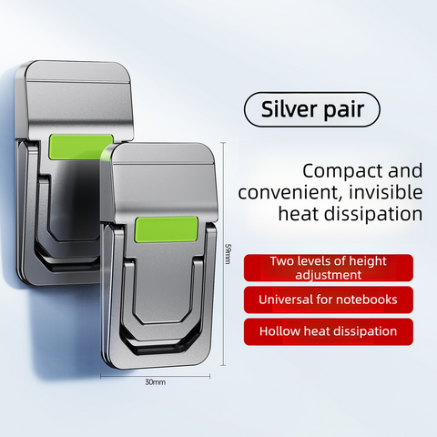 Invisible Mini Laptop Stand, 2-Height Ergonomic Cooling Riser, Portable and Foldable, 1 Pair Pack—Silver In Australia - Darrahopens