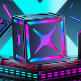 RGB Bluetooth 5.3 Speaker, Dual Speakers with 360° Surround Stereo Sound, FM Radio Included—Black