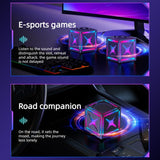 RGB Bluetooth 5.3 Speaker, Dual Speakers with 360° Surround Stereo Sound, FM Radio Included—Pink