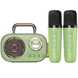 Dual Mic Karaoke Speaker, Portable Bluetooth Karaoke Audio Set, Family Wireless Microphone KTV Speaker—Green In Australia - Darrahopens