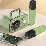 Dual Mic Karaoke Speaker, Portable Bluetooth Karaoke Audio Set, Family Wireless Microphone KTV Speaker—Green In Australia - Darrahopens