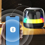 RGB Light Bluetooth 5.3 Speaker, Heavy Bass Portable TWS Interconnect Desktop TF Card Mini Audio Speaker—Black