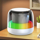 RGB Light Bluetooth 5.3 Speaker, Heavy Bass Portable TWS Interconnect Desktop TF Card Mini Audio Speaker—White