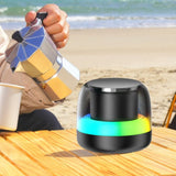 RGB Light Bluetooth 5.3 Speaker, Heavy Bass Portable TWS Interconnect Desktop TF Card Mini Audio Speaker—White