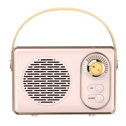 Retro Portable Bluetooth 5.0 Speaker, Mini 360° Surround Stereo Desktop Gift Audio Speaker - Pink In Australia - Darrahopens