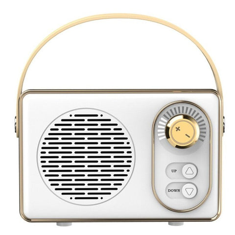 Retro Portable Bluetooth 5.0 Speaker, Mini 360° Surround Stereo Desktop Gift Audio Speaker - White In Australia - Darrahopens
