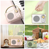 Retro Portable Bluetooth 5.0 Speaker, Mini 360° Surround Stereo Desktop Gift Audio Speaker - White