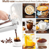 304 Stainless Steel French Press Coffee Maker, Household Hand-Brew Coffee Pot, Tea Filter Pot—1000ML