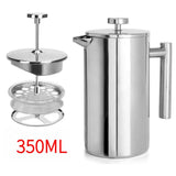 304 Stainless Steel French Press Coffee Maker, Household Hand-Brew Coffee Pot, Tea Filter Pot—350 mL