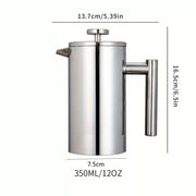 304 Stainless Steel French Press Coffee Maker, Household Hand-Brew Coffee Pot, Tea Filter Pot—350 mL