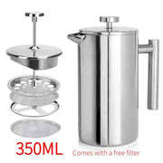 304 Stainless Steel French Press Coffee Maker, Household Hand-Brew Coffee Pot, Includes One Filter—350ML In Australia - Darrahopens