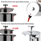 304 Stainless Steel French Press Coffee Maker, Household Hand-Brew Coffee Pot, Tea Filter Pot—800 mL