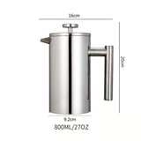 304 Stainless Steel French Press Coffee Maker, Household Hand-Brew Coffee Pot, Tea Filter Pot—800 mL