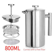 304 Stainless Steel French Press Coffee Maker, Household Hand-Brew Coffee Pot, Includes One Filter—800ML In Australia - Darrahopens