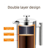 304 Stainless Steel French Press Coffee Maker, Household Hand-Brew Coffee Pot, Includes One Filter—800ML