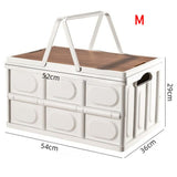 Size M - Multifunctional Folding Camping Storage Box, Car Trunk Organizer, Picnic Storage Bin with Wooden Lid - Approx. 55L In Australia - Darrahopens
