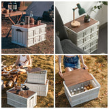 Size M - Multifunctional Folding Camping Storage Box, Car Trunk Organizer, Picnic Storage Bin with Wooden Lid - Approx. 55L In Australia - Darrahopens