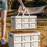 Size S - Multifunctional Folding Camping Storage Box, Car Trunk Organizer, Picnic Storage Bin with Wooden Lid - Approx. 30L In Australia - Darrahopens