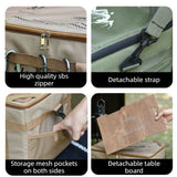 36L Outdoor Tactical Storage Bag with Detachable Wooden Board, Multifunctional Camping Handbag—Black