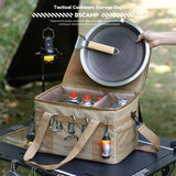 36L Outdoor Tactical Storage Bag with Detachable Wooden Board, Multifunctional Camping Handbag—Khaki