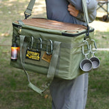 36L Outdoor Tactical Storage Bag with Detachable Wooden Board, Multifunctional Camping Handbag—Khaki