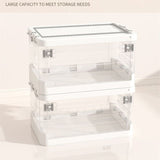 Foldable Transparent Storage Box with Pull Rod and Wheels, Portable Household Storage Container—Transparent