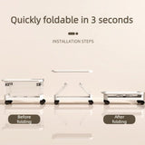 Foldable Transparent Storage Box with Pull Rod and Wheels, Portable Household Storage Container—White