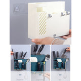 Wall-Mounted Chopstick Holder, Multi-Compartment Kitchen Utensil Storage Rack, Drainable Cutlery Organizer—White
