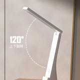 2-in-1 Foldable LED Eye-Caring Desk Lamp, USB-Rechargeable Study Light with Phone Holder—White