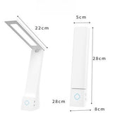 2-in-1 Foldable LED Eye-Caring Desk Lamp, USB-Rechargeable Study Light with Phone Holder—White