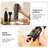 Type-C Rechargeable Electric Pepper Grinder, Digital Power Display Automatic Spice Mill—Black