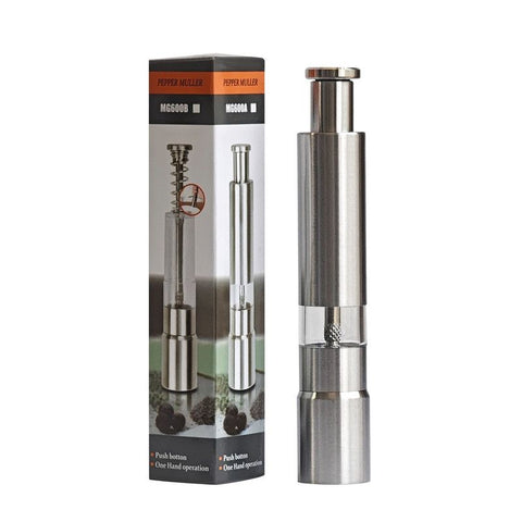 Stainless Steel Push-Type Pepper Grinder, Portable Manual Spice Mill, Pepper & Sea Salt Grinder In Australia - Darrahopens
