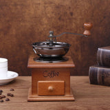 Vintage Wooden Manual Coffee Grinder, Adjustable Hand Crank Coffee Bean Mill For Home Use