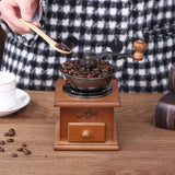 Vintage Wooden Manual Coffee Grinder, Adjustable Hand Crank Coffee Bean Mill For Home Use