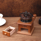 Vintage Wooden Manual Coffee Grinder, Adjustable Hand Crank Coffee Bean Mill For Home Use