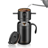 Portable Pour-Over Coffee Set, 304 Stainless Steel Insulated Coffee Mug, Insulated Mug + Drip Filter, 2-Piece Kit—Black In Australia - Darrahopens