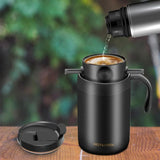 Portable Pour-Over Coffee Set, 304 Stainless Steel Insulated Coffee Mug, Insulated Mug + Drip Filter, 2-Piece Kit—Black