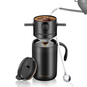 Portable Pour-Over Coffee, 304 Stainless Steel Coffee Mug, Foldable Filter Dripper with Stirring Spoon Travel Coffee Kit—Black In Australia - Darrahopens